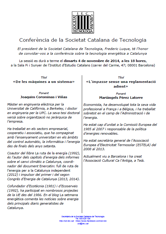 Conferència SCT - Tecnologia energètica a Catalunya